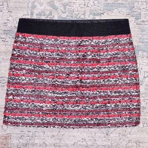 Milly New York Designer Red Black White Wool lined Skirt Size 4